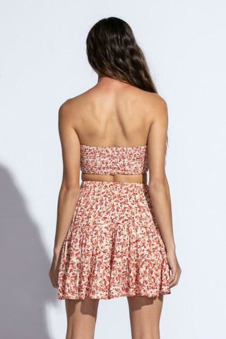Rebecca Red Floral Two Piece Set back view | Boho Pink