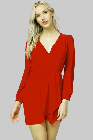 Hannah Cranberry Red Long Sleeve Wrap Dress-Front View