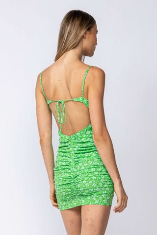 You'll Be Mine Green Floral Bodycon Dress  - Back Angle View