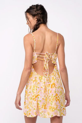 Drew Peach Floral Babydoll Cami Mini Dress - Short Floral Dress - Back Viewr