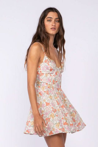 Cream floral bustier mini dress