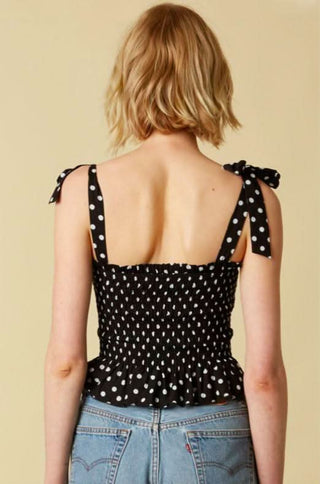 Black ruffle hem peplum top back view