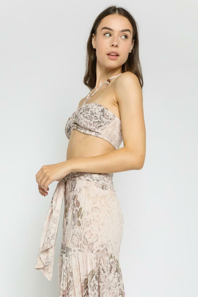 Snake Print Pants and Crop Top Set