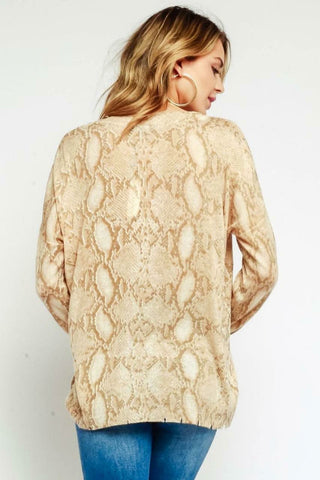 Wild Side Khaki Snake Print Sweater - Back View
