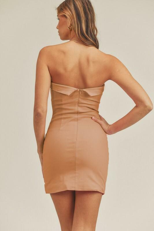 Strapless Bodycon Dress - Salmon