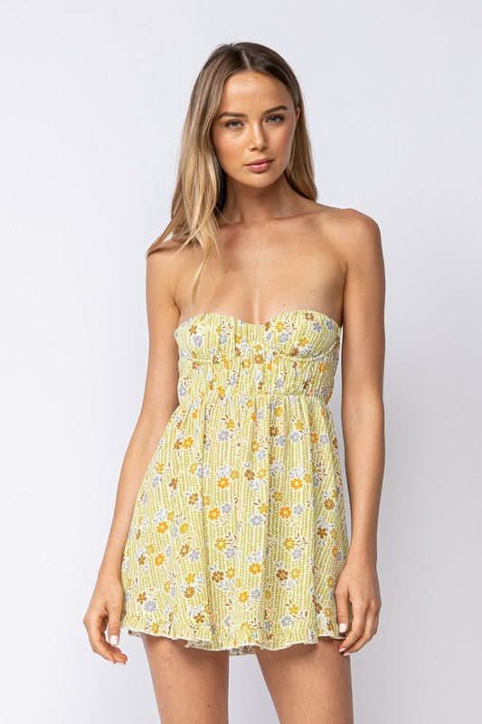 Strapless Floral Dress