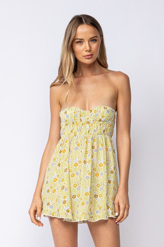 Strapless Floral Dress