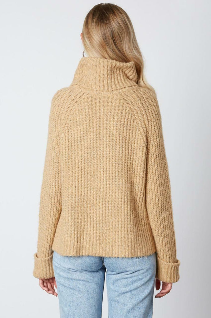 Tan Chunky Turtleneck Sweater 