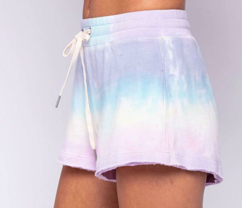 Sunset Tie-Dye Washed Shorts, tie-dye shorts for women