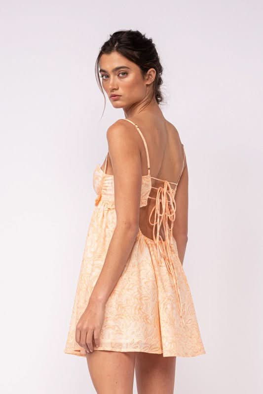 orange vacation dresses Orange Floral Babydoll Dress