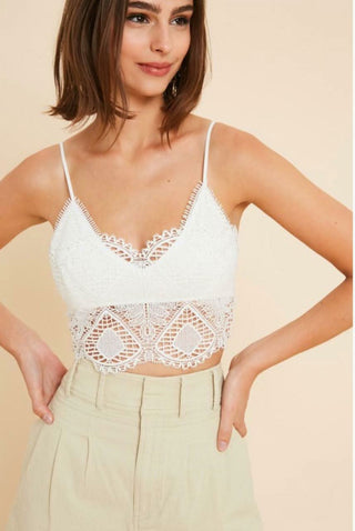 Sweet Embrace Ivory Lace Bralette - Detailed View