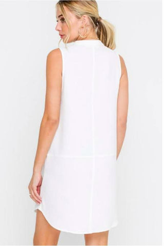 Lush Emma White Sleeveless Shift Dress - Back View