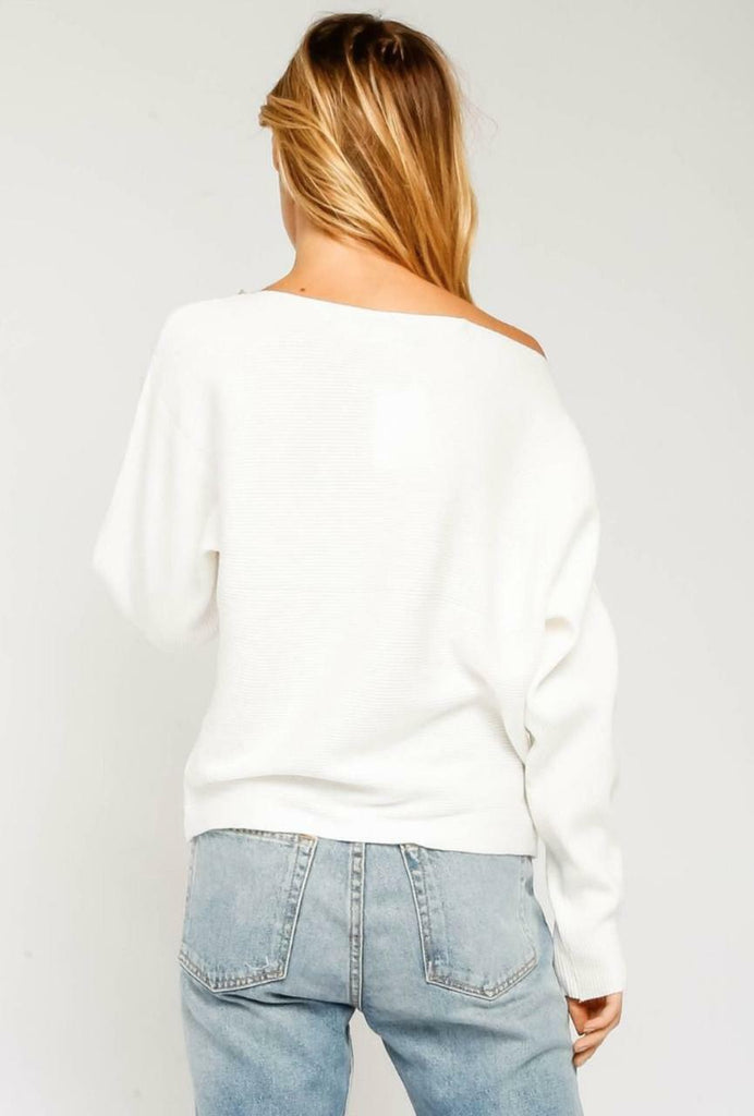 White Slouchy Knit Sweaters