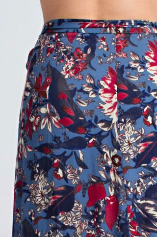 long boho wrap skirt with floral print