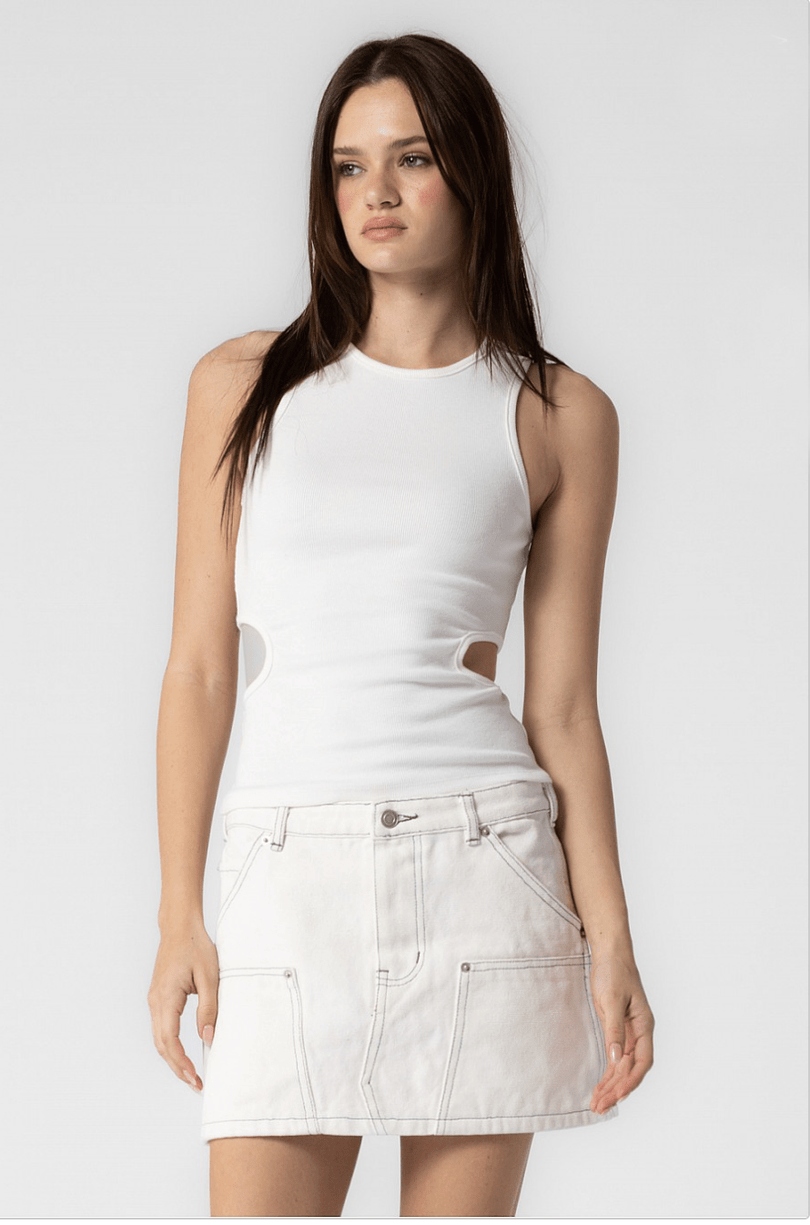 White Cargo Mini Skirt